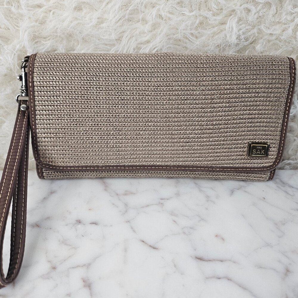 The SAK Women's Grey Knit Crochet Long Wallet
